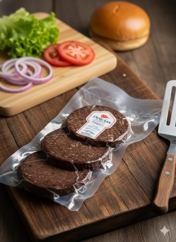 Paquete de Hamburguesas de Pollo Ahumadas al Vacio